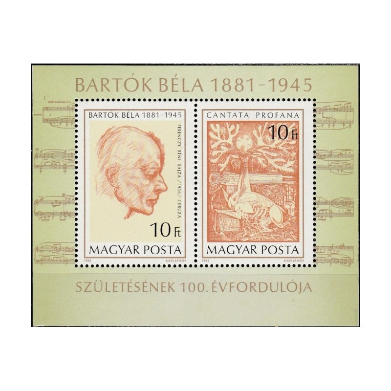 Vengrijos pašto ženklai (1981). Kompozitorius Bartokas