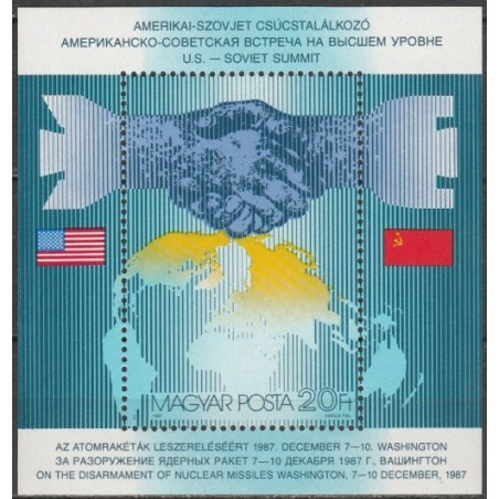 Vengrijos pašto ženklai (1987). JAV - Rusijos sutartis dėl nusiginklavimo