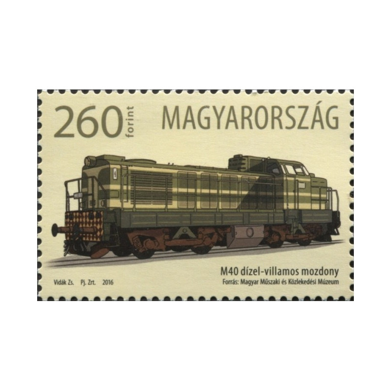 Vengrijos pašto ženklai (2016). Dyzelinis-elektrinis lokomotyvas M40