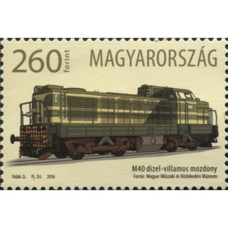 Vengrijos pašto ženklai (2016). Dyzelinis-elektrinis lokomotyvas M40
