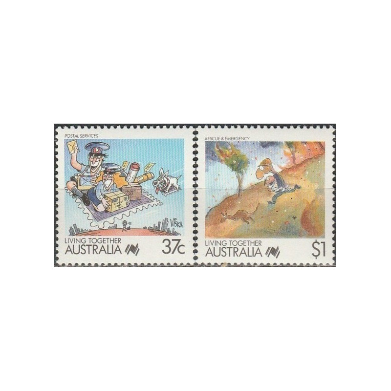 Australia stamps (1988) for sale. Living together (cartoons)