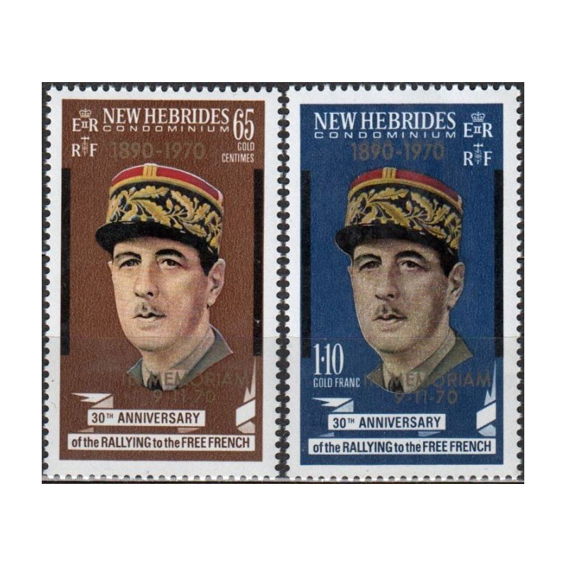 New Hebrides stamps (1971) for sale. Charles de Gaulle (ovp.)