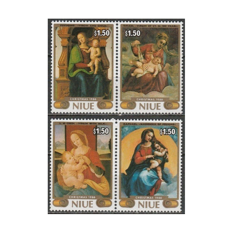 Niue stamps (1986) for sale. Religious paintings
