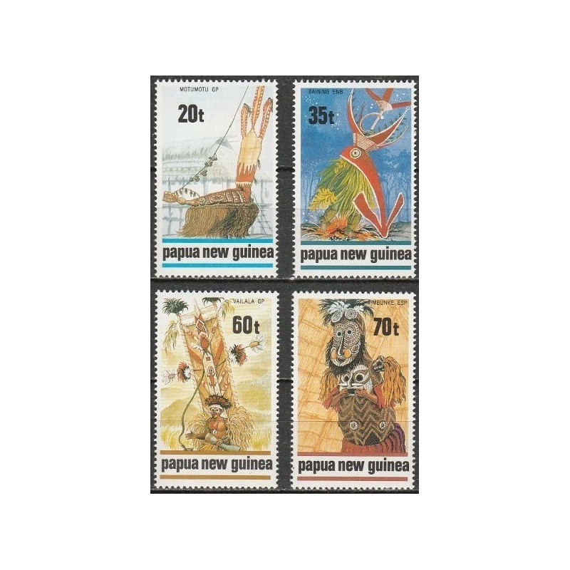 Papua New Guinea stamps (1989) for sale. Traditional masks