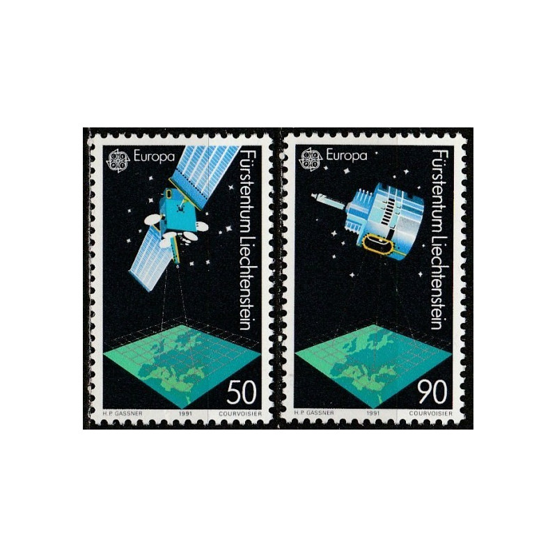 Lichtenšteino pašto ženklai (1991). Europos kosmoso tyrinėjimai