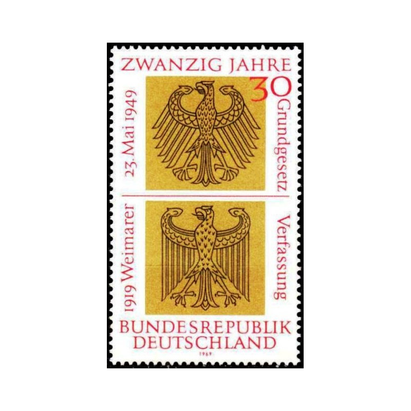 Vokietijos pašto ženklai (1969). Dvidešimt metų Respublikai