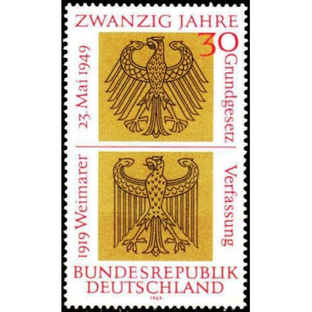 Vokietijos pašto ženklai (1969). Dvidešimt metų Respublikai