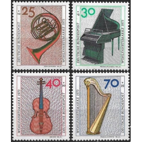 German stamps (1973) for sale. Music Instruments