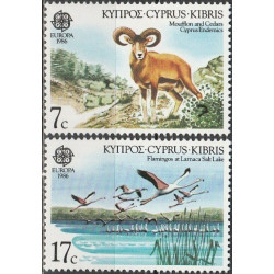 Kipro pašto ženklai (1986). Aplinkos apsauga: muflonas, flamingai
