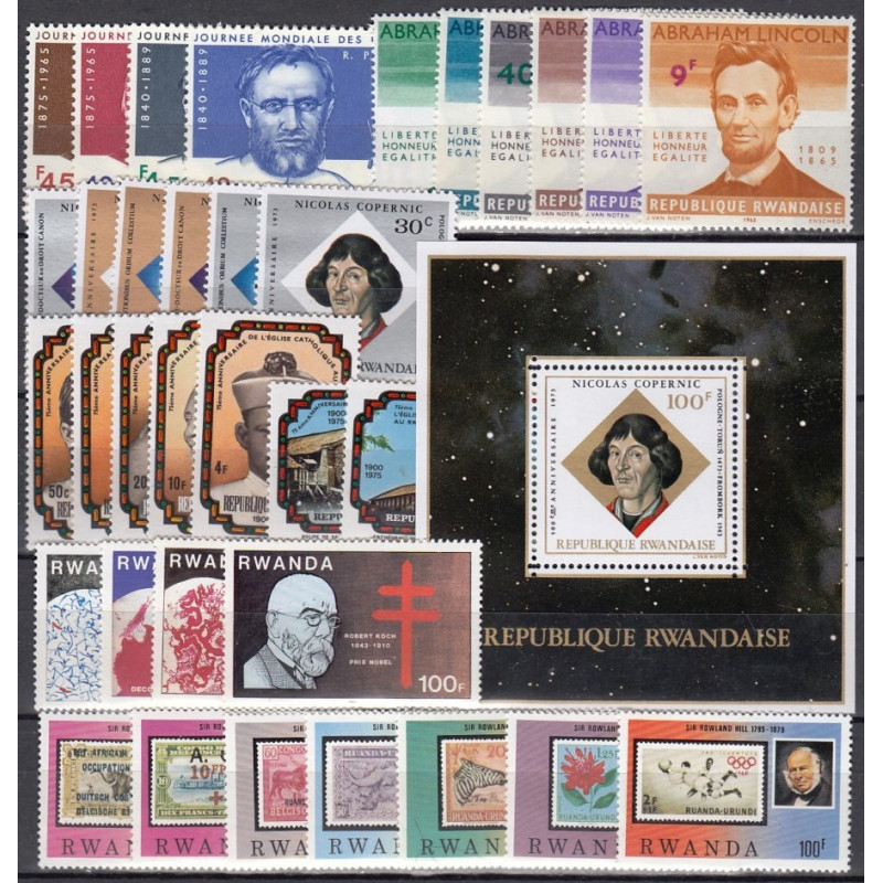 Set of new stamps from Rwanda on sale (Famous people)