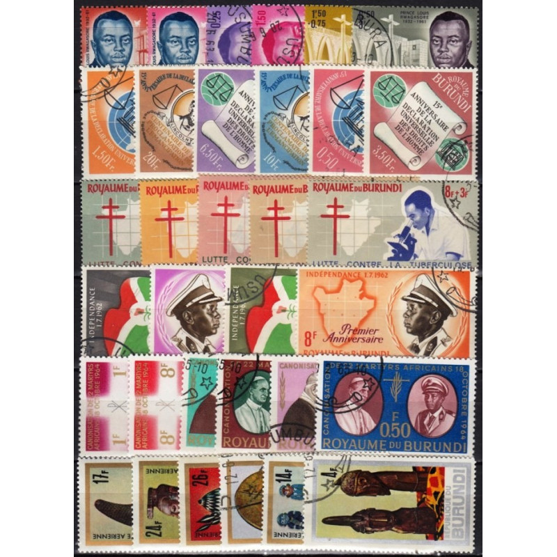 Set of cancelled stamps from Burundi on sale (1963-1967)