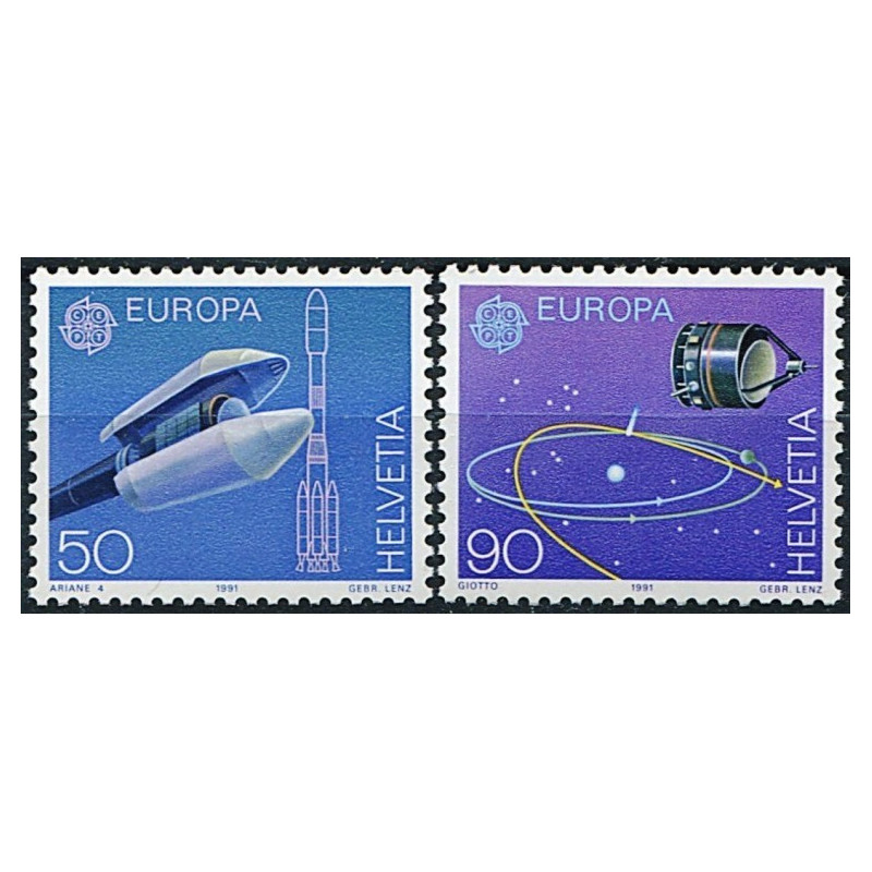 Šveicarijos pašto ženklai (1991). Europos kosmoso tyrinėjimai