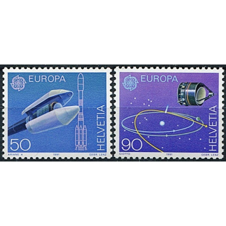 Šveicarijos pašto ženklai (1991). Europos kosmoso tyrinėjimai