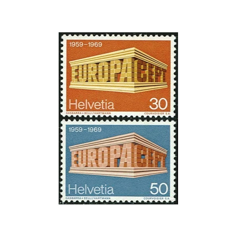 Šveicarijos pašto ženklai (1969) - Fantastiškos Europa ženklų kainos‎