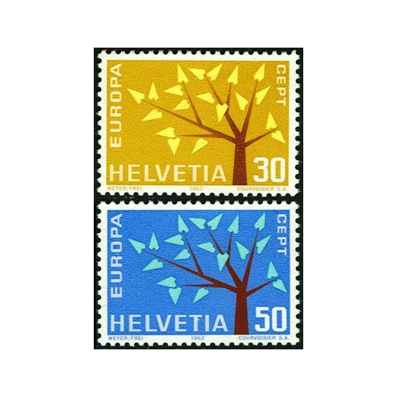 Šveicarijos pašto ženklai (1962) - Fantastiškos Europa ženklų kainos‎