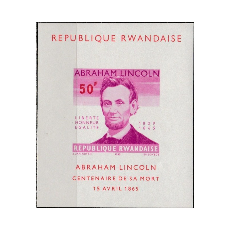Ruandos pašto ženklai (1965). A. Linkolnas, JAV prezidentas