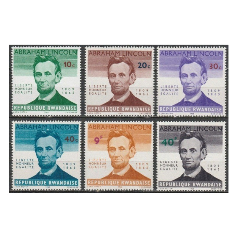 Rwanda stamps (1965) for sale. President Lincoln