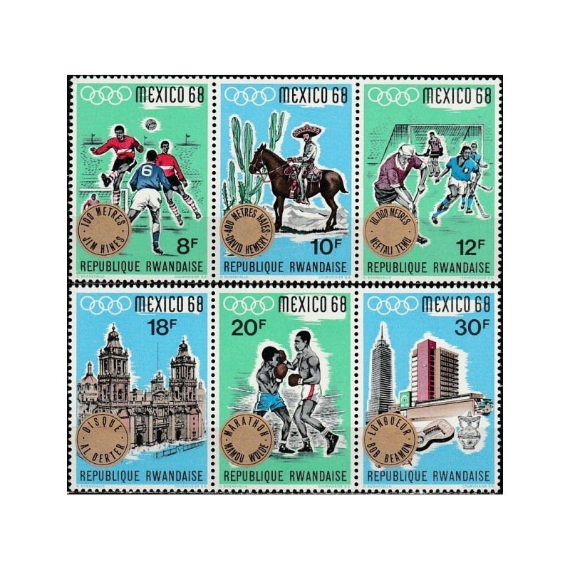 Rwanda 1968. Olympic Games Mexico City - winners (athletics)