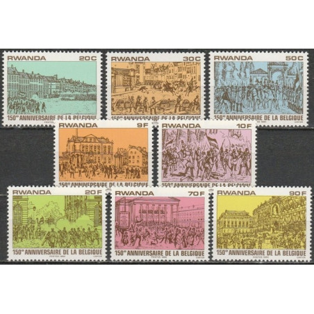 Ruandos pašto ženklai (1980). Belgijos nepriklausomybei 150 metų