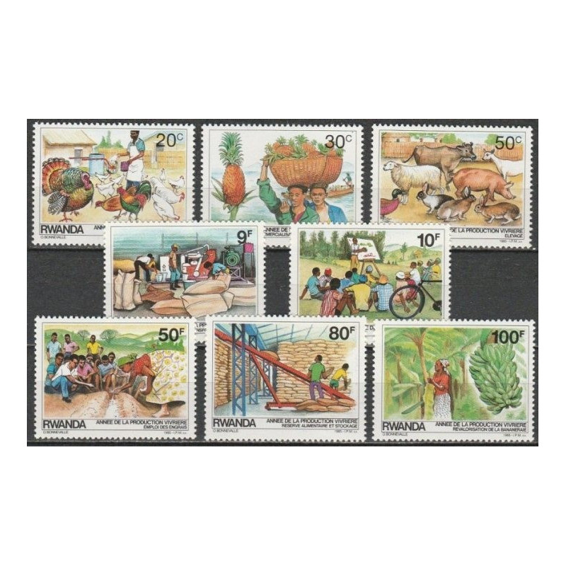 Ruandos pašto ženklai (1985). Žemės ūkis ir maisto pramonė