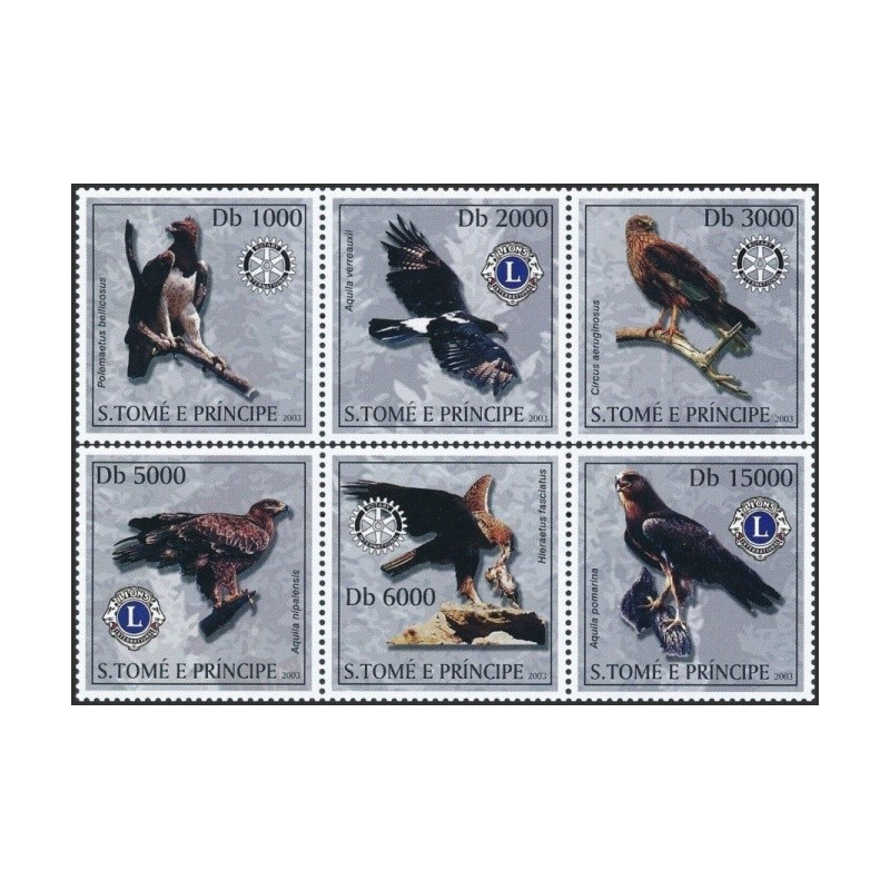 San Tomės ir Prinsipės pašto ženklai (2003). Plėšrieji paukščiai