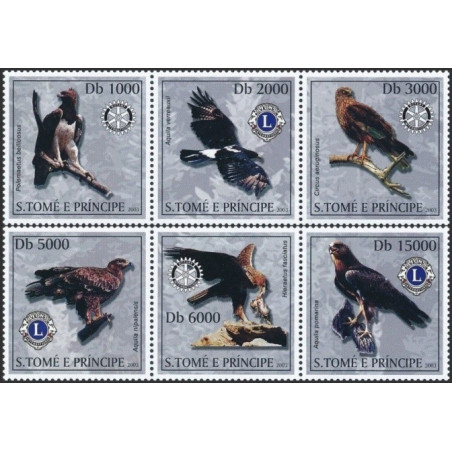 San Tomės ir Prinsipės pašto ženklai (2003). Plėšrieji paukščiai