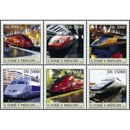 Sao Tome and Principe stamps (2003) for sale. Modern locomotives