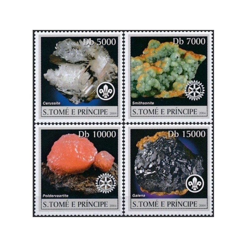 San Tomės ir Prinsipės pašto ženklai (2004). Mineralai