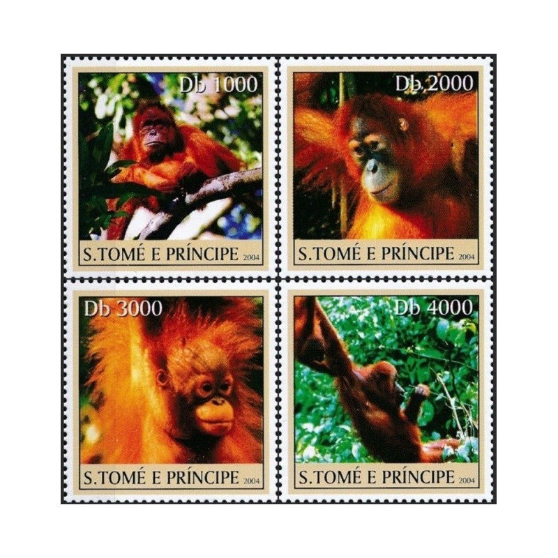 San Tomės ir Prinsipės pašto ženklai (2004). Orangutangai