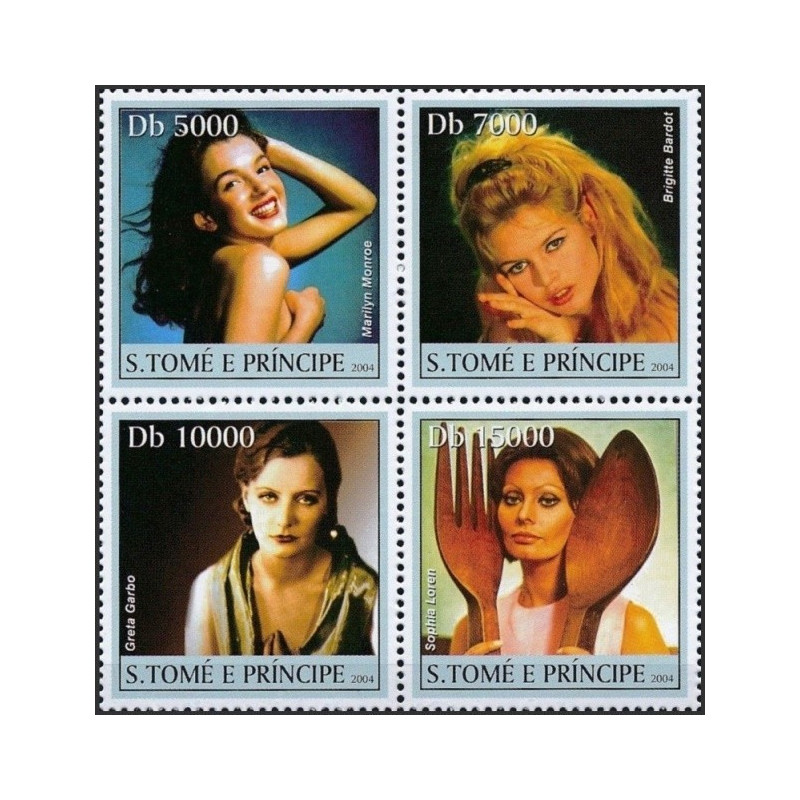 Sao Tome and Principe stamps (2004) for sale. Movie stars