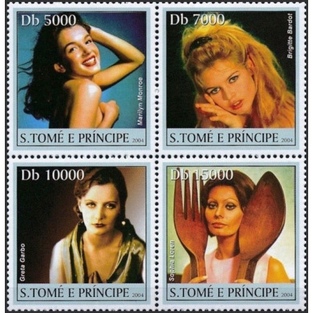 Sao Tome and Principe stamps (2004) for sale. Movie stars