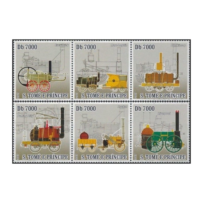 Sao Tome and Principe stamps (2007) for sale. 1st locomotives