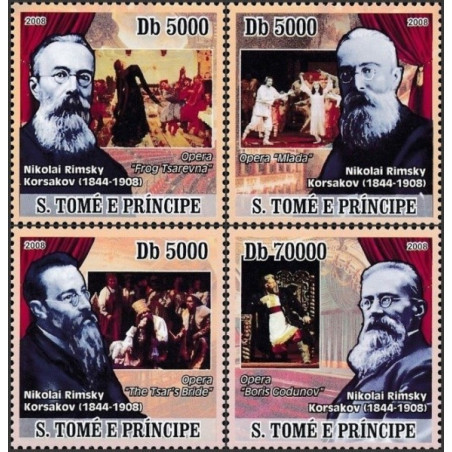 San Tomės ir Prinsipės pašto ženklai (2008). Nikolajus Rimskis-Korsakovas