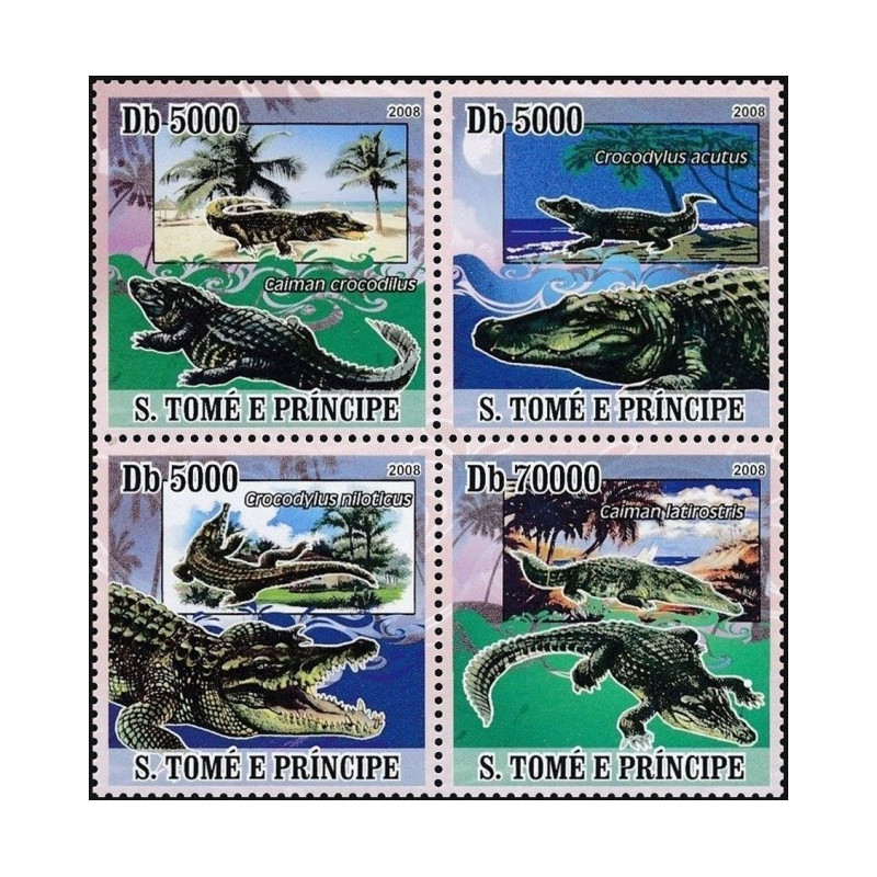 Sao Tome and Principe stamps (2008) for sale. Crocodilians