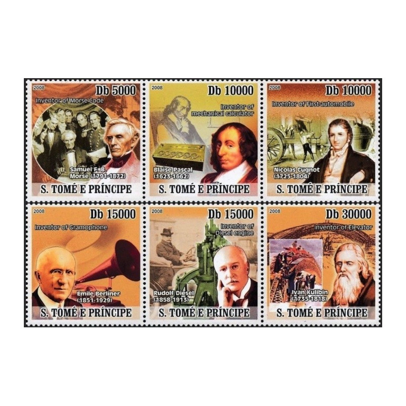 Sao Tome and Principe stamps (2008) for sale. Famous inventors II
