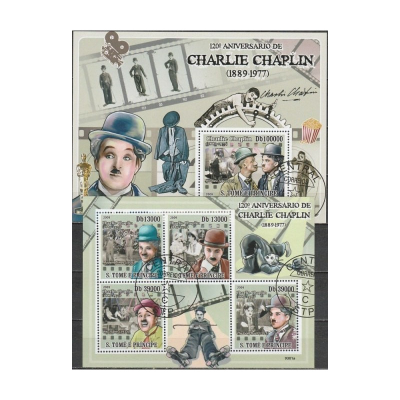 San Tomės ir Prinsipės pašto ženklai (2009). Čarlis Čiaplinas