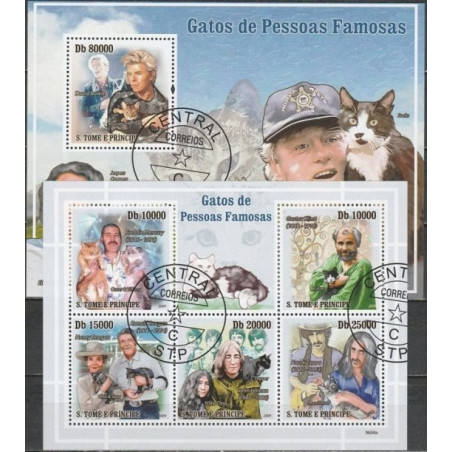 Sao Tome and Principe stamps (2009) for sale. Cats of famous people