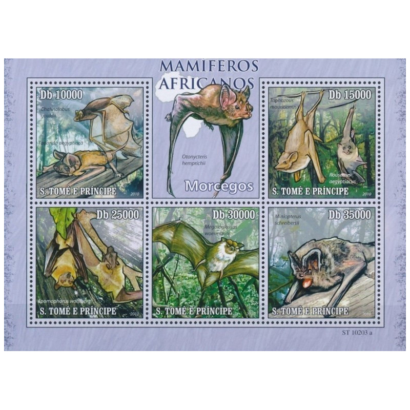 Sao Tome and Principe stamps (2010) for sale. African mammals (bats)