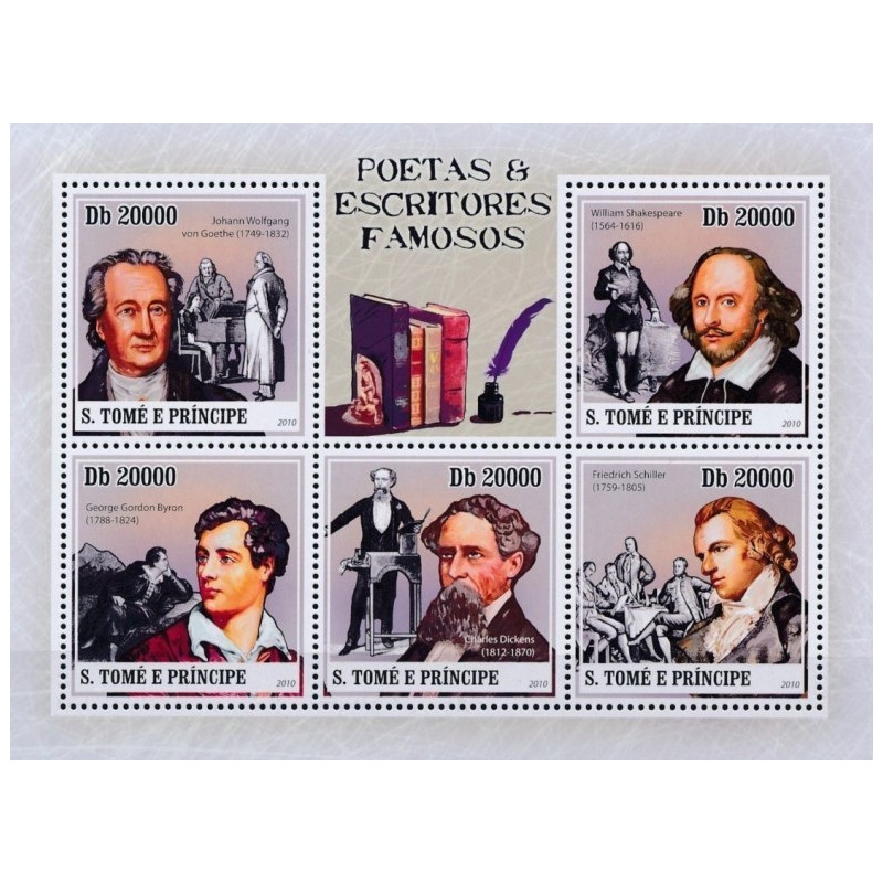 San Tomės ir Prinsipės pašto ženklai (2010). Rašytojai ir poetai