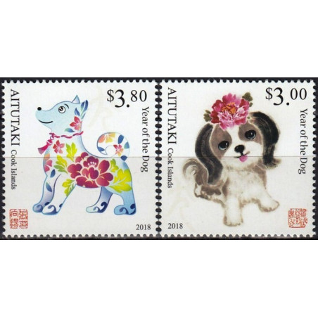 Aitutaki stamps (2017) for sale. Year of the Dog
