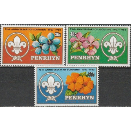 Penrhyn stamps (1983) for sale. Scout Movement, flowers