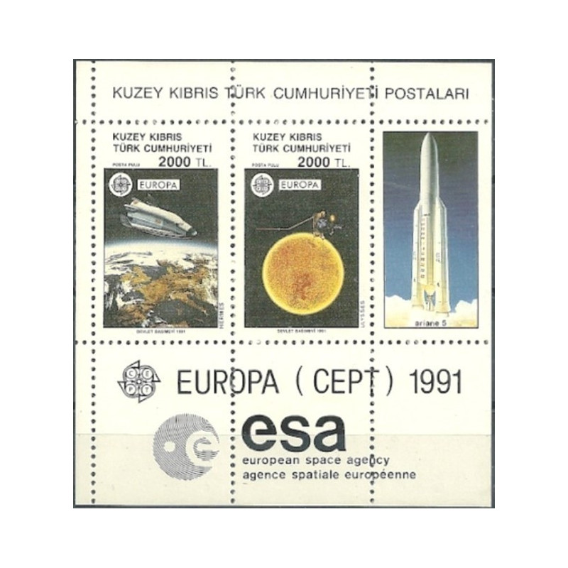 Turkų Kipro pašto ženklai (1991). Europos kosmoso tyrinėjimai