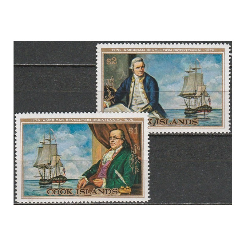 Cook Islands 1976. American Revolution anniversary, B.Franklin and J.Cook