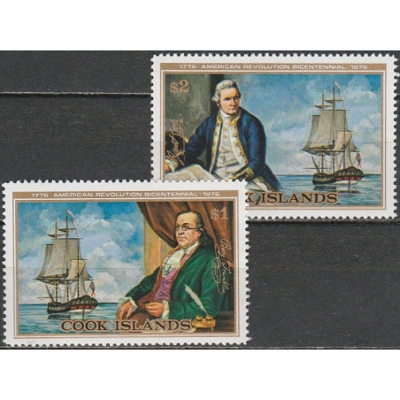 Cook Islands 1976. American Revolution anniversary, B.Franklin and J.Cook
