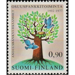 Suomijos pašto ženklai (1977). Medis ir paukščių lizdas
