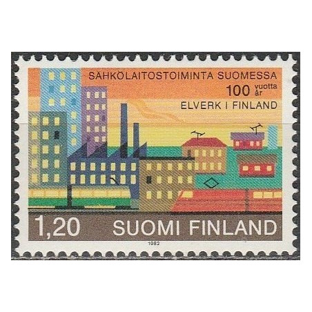 Suomijos pašto ženklai (1982). Elektrifikavimui 100 metų