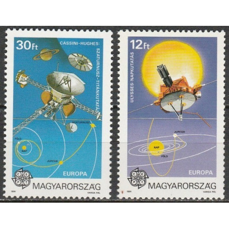Vengrijos pašto ženklai (1991). Europos kosmoso tyrinėjimai