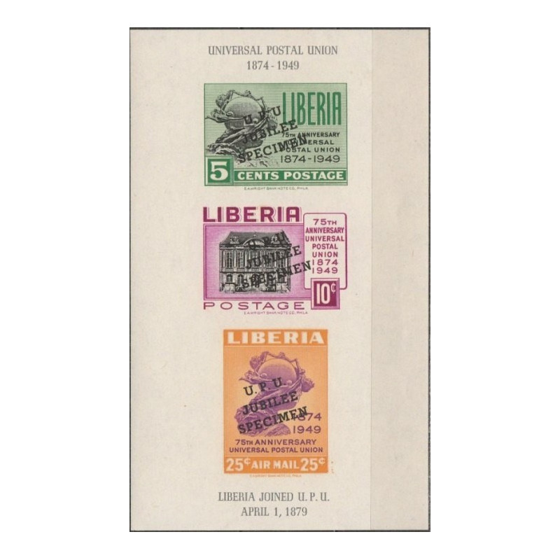 Liberia stamps (1950) for sale. Universal Postal Union (specimen)