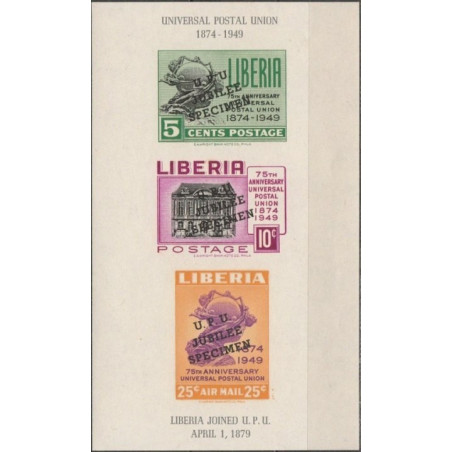 Liberia stamps (1950) for sale. Universal Postal Union (specimen)