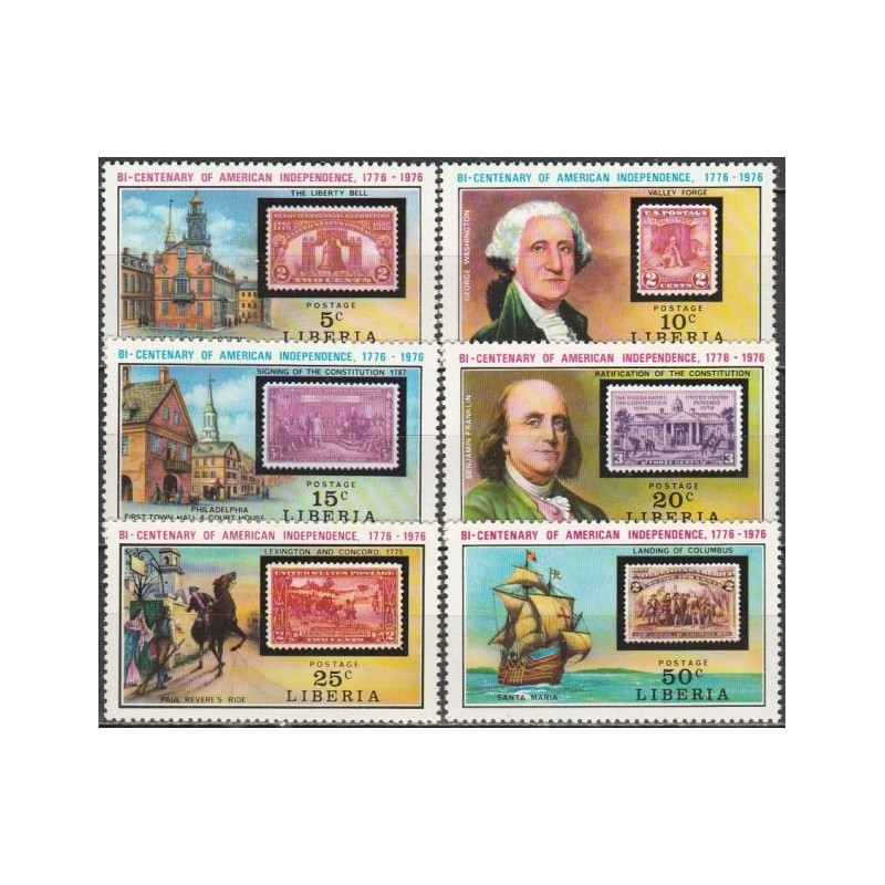 Liberijos pašto ženklai (1975). Amerikos nepriklausomybei 200 metų